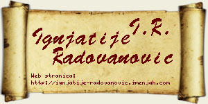 Ignjatije Radovanović vizit kartica
